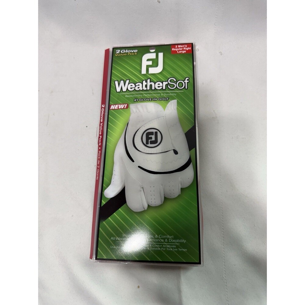 FootJoy WeatherSof Men's Golf Gloves, White - Large